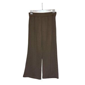 Y2K St John Santana Knit Pants S Trousers Greige Braided Stripe Wide Leg Neutral